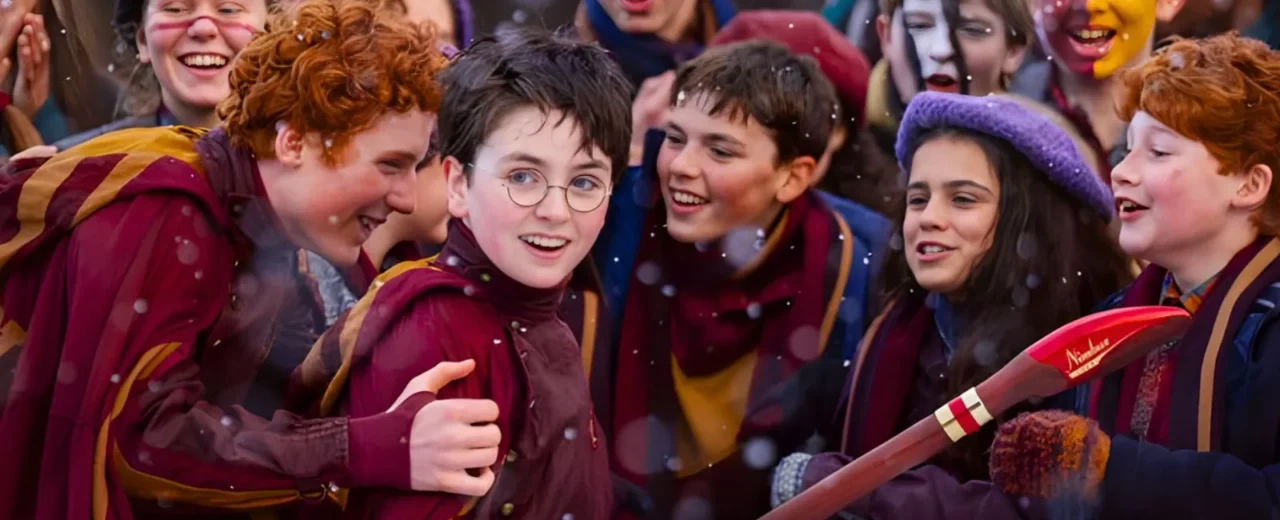 Arte conceitual do especial de Harry Potter mostrando o possível visual de Pirraça em Hogwarts