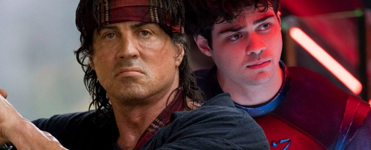 pôster conceitual de John Rambo com Noah Centineo, clima militar e tons escuros