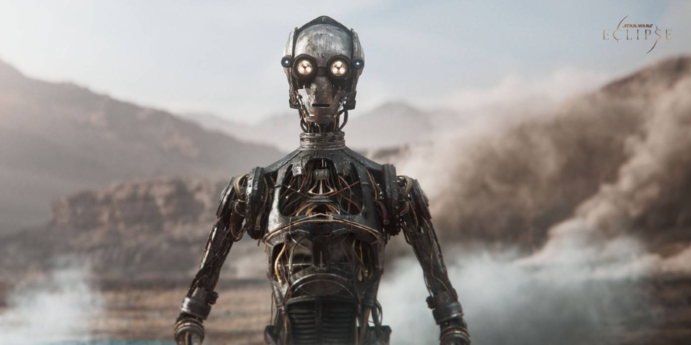 A droid looks across a desolate environment Star Wars Eclipse