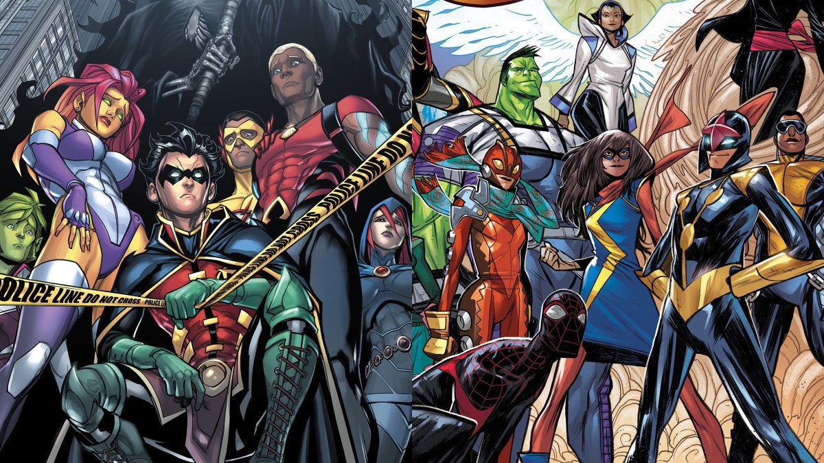 Aquaman e Pantera Negra em cenário de reunião diplomática, com Atlântida e Wakanda ao fundo