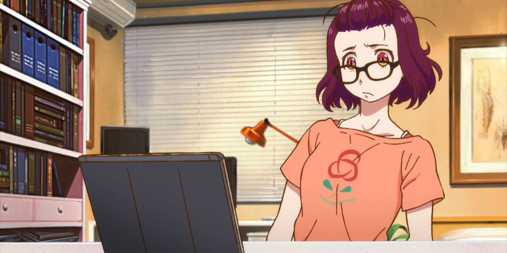 10 animes da Netflix que ficam melhores por episódio Mei sitting at her computer in the Godzilla Singular Point anime