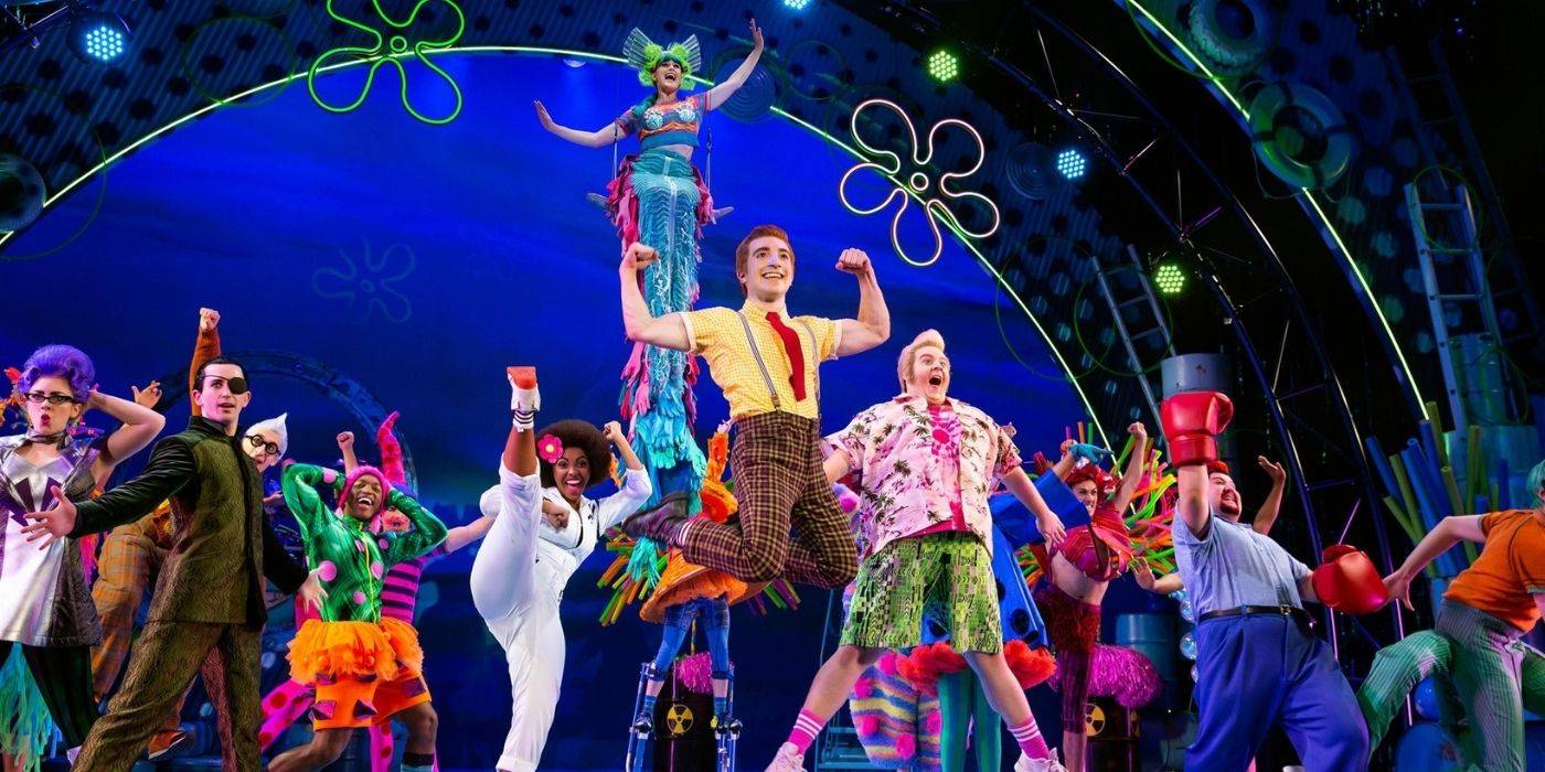 The cast of SpongeBob Musical Live on Stage! poses