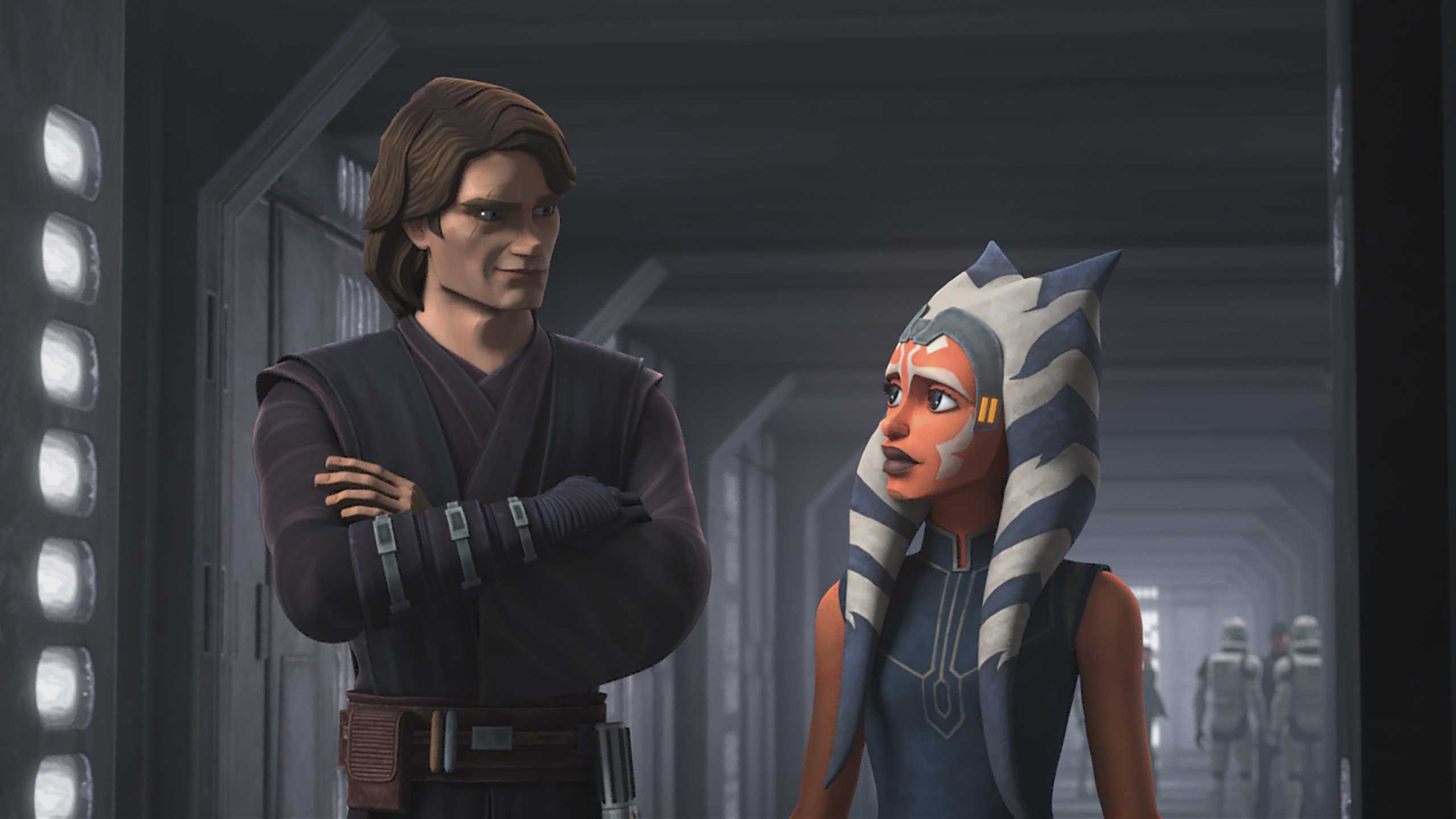 Star Wars: Maul - Shadow Lord estreia em 6 de abril Ahsoka smiling at Anakin in Star Wars The Clone Wars season 7