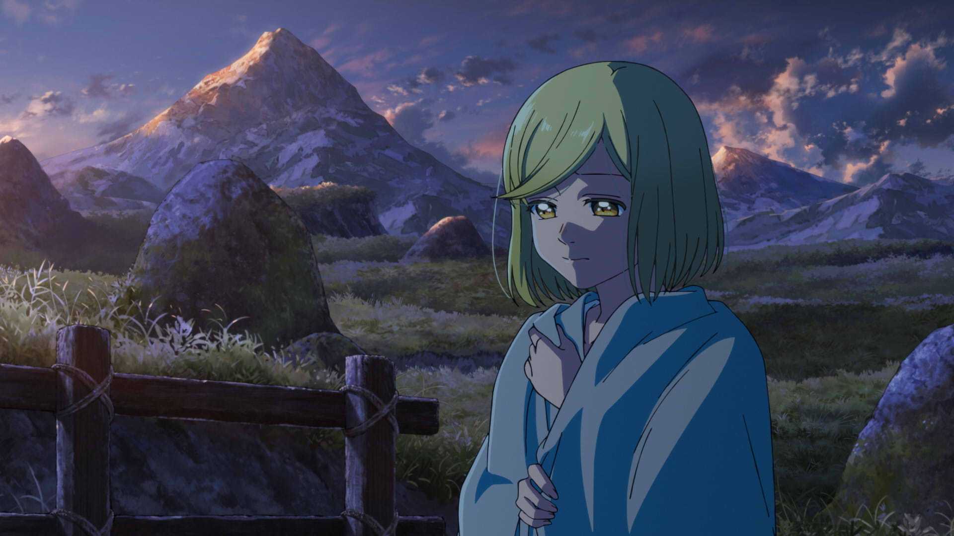 Coco looks down sadly after arriving at Qifrey's Atelier in Witch Hat Atelier Episode 2.