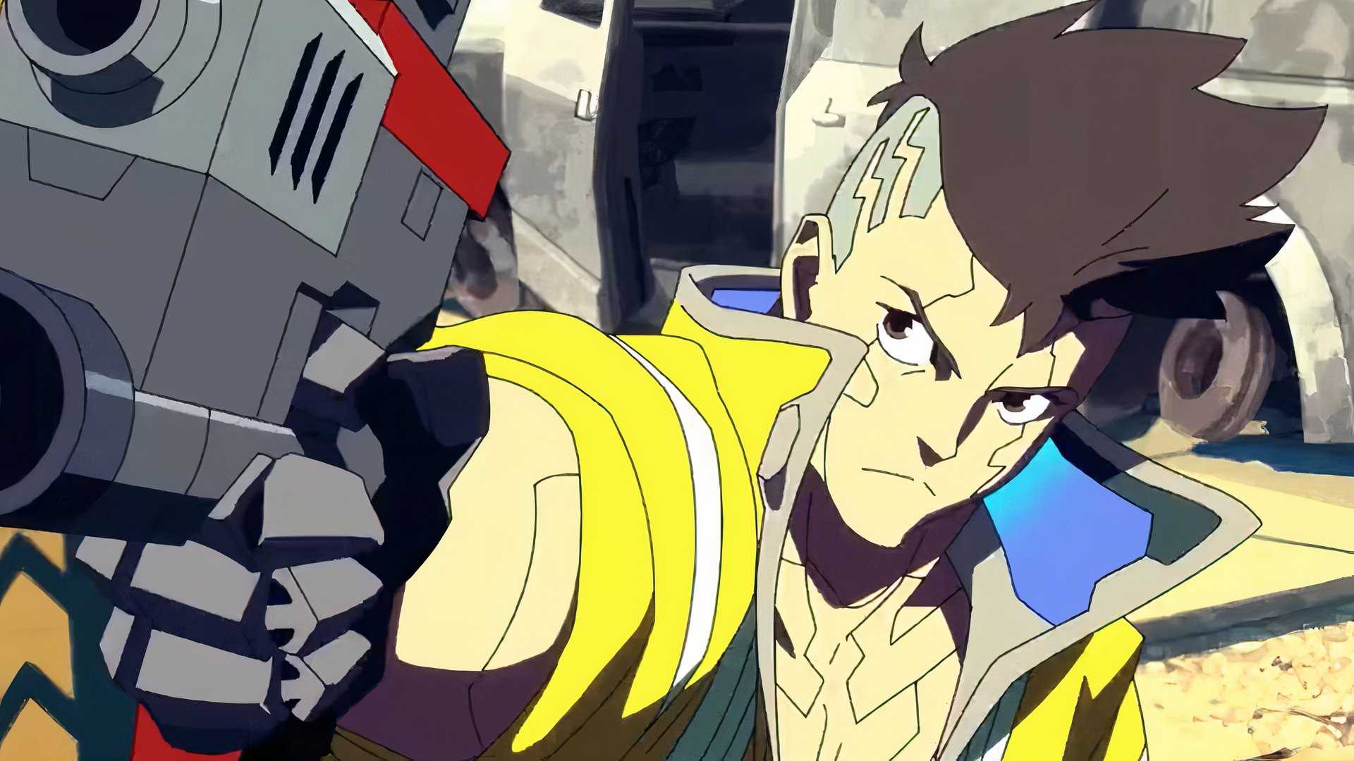 10 animes da Netflix que ficam melhores por episódio David Martinez points a gun offscreen with a cold expression in Cyberpunk: Edgerunners.
