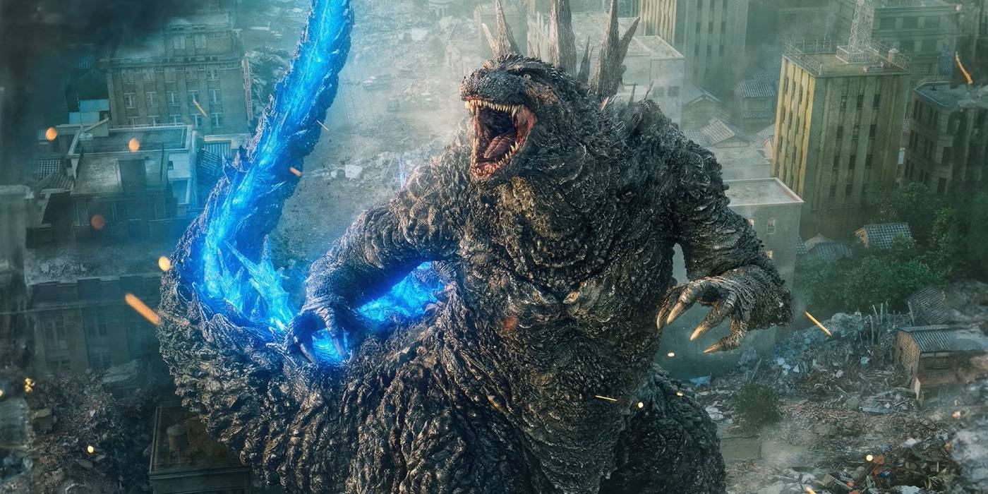 Os 10 melhores sci-fi desde Matrix: Ranking completo Vista aérea de Godzilla causando destruição em Godzilla Minus One