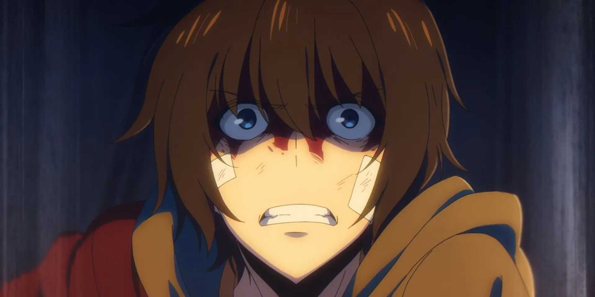 Crunchyroll corrige polêmica: Solo Leveling perde força Jin-woo from the Solo Leveling anime looking worried and scared.