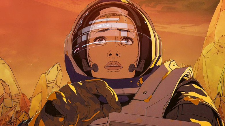 An astronaut looking scared in Love, Death and Robots