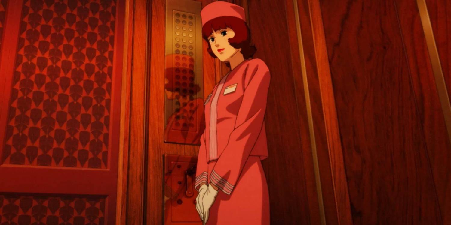 Os 10 melhores sci-fi desde Matrix: Ranking completo Uma mulher vestida de rosa andando de elevador em Paprika