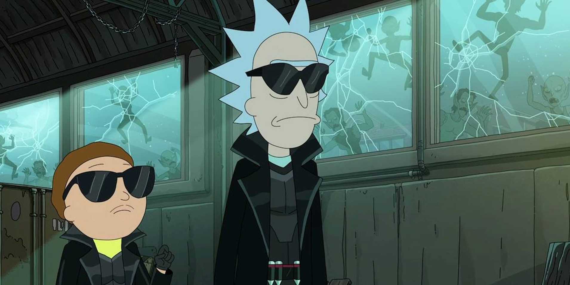 Rick e Morty: 9ª temporada estreia em 25 de maio na HBO Max Rick and Morty in sunglasses and black coats