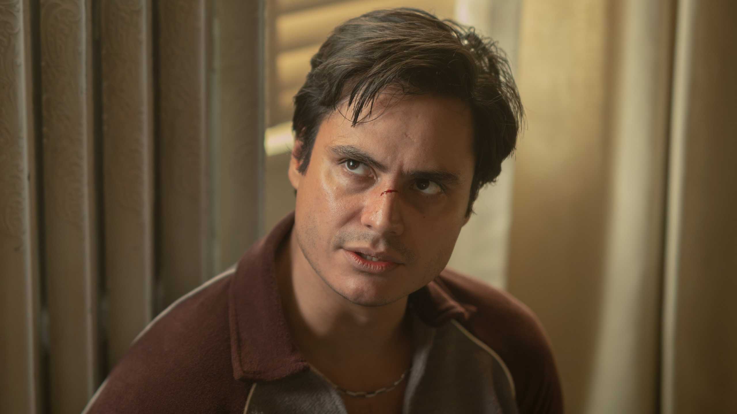 Jim Chee (Kiowa Gordon) with a cut on his nose in Dark Winds season 4, episode 6