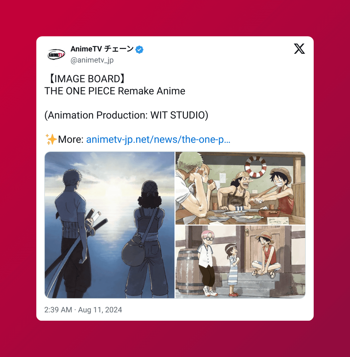 Wit Studio aposta alto em One Piece para 2026 Tweet Via Io