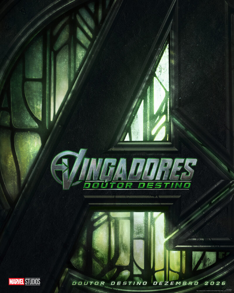 Vingadores: Doomsday estreia em 17 de dezembro de 2026 Montagem de elenco de Vingadores – Doutor Destino com Robert Downey Jr., Pedro Pascal, Patrick Stewart e Anthony Mackie